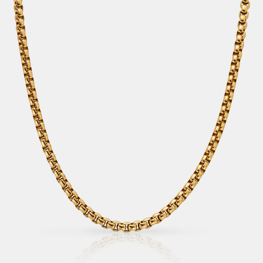 6mm Golden Round-Cut Box Neck Chain For Men