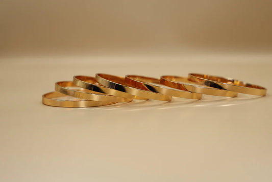 2pcs Set Glossy Gold Color Stainless Steel Bangle for Women