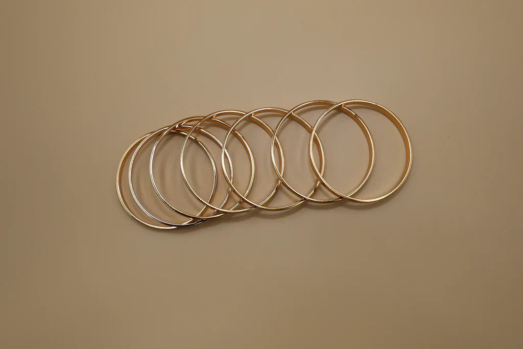 2pcs Set Glossy Gold Color Stainless Steel Bangle for Women