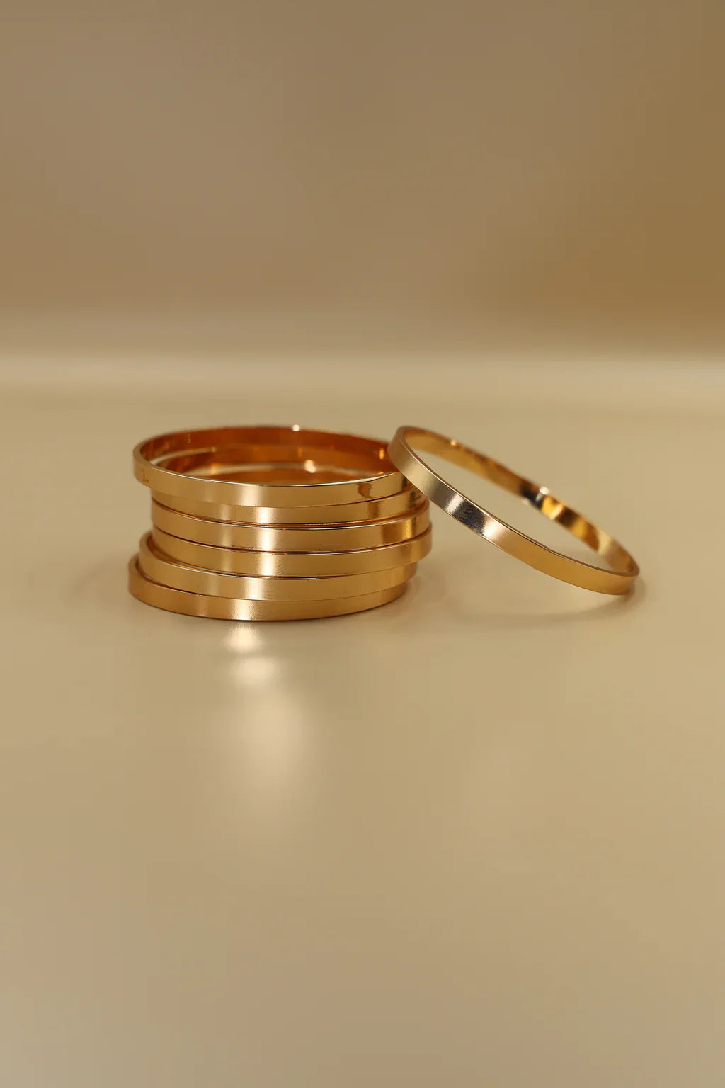 2pcs Set Glossy Gold Color Stainless Steel Bangle for Women