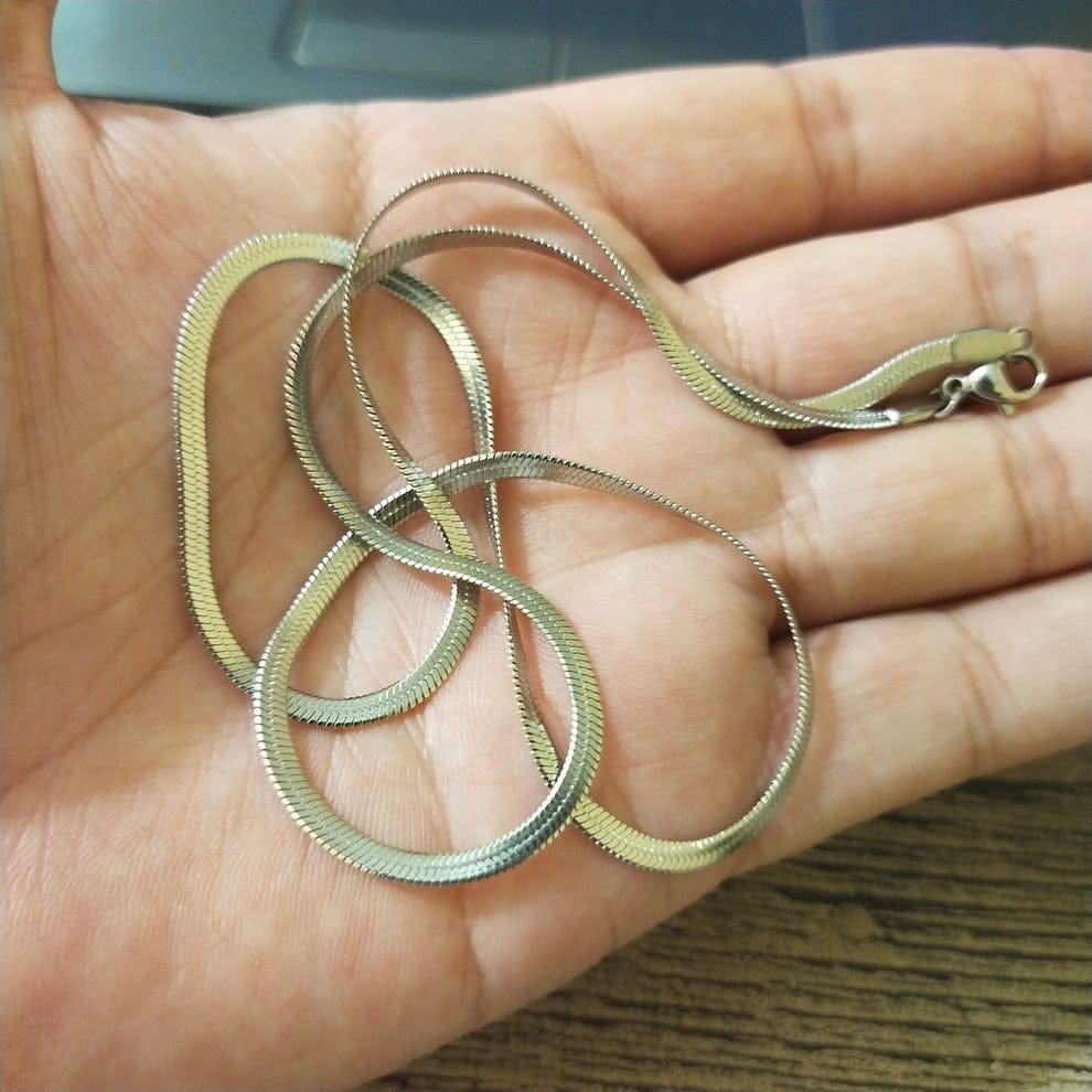 3mm Silver Flat Snake Neck Chain