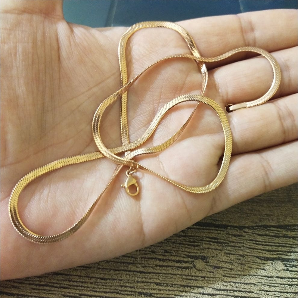 3mm Golden Flat Snake Neck Chain