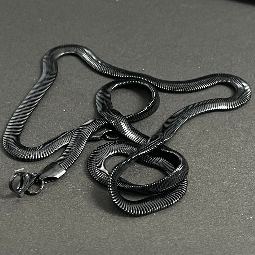 6mm Black Flat Snake Neck Chain