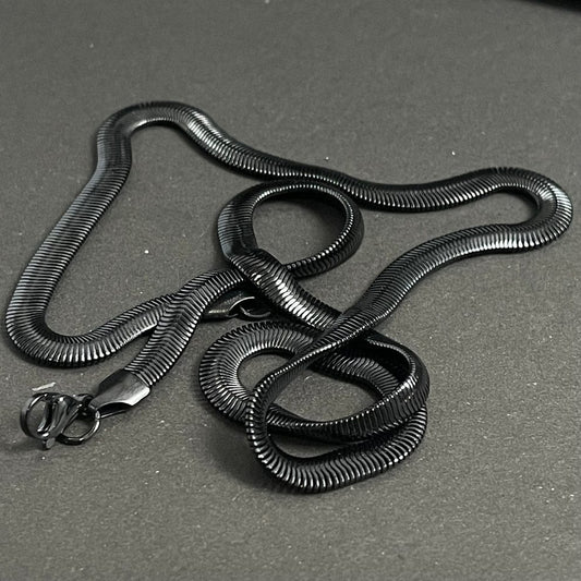 6mm Black Flat Snake Neck Chain