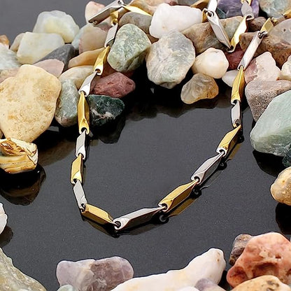 Silver Golden Rice Chain For Men