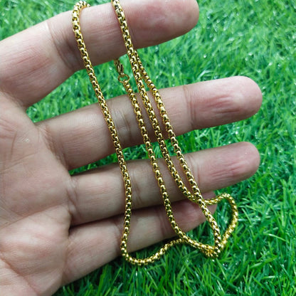 3mm golden Round-Cut Box Neck Chain For Men