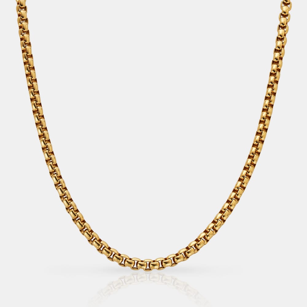 6mm Golden Round-Cut Box Neck Chain For Men