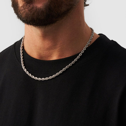 6mm Silver Twisted Rope Neck Chain