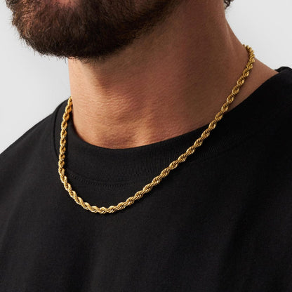 6mm Golden Twisted Rope Neck Chain